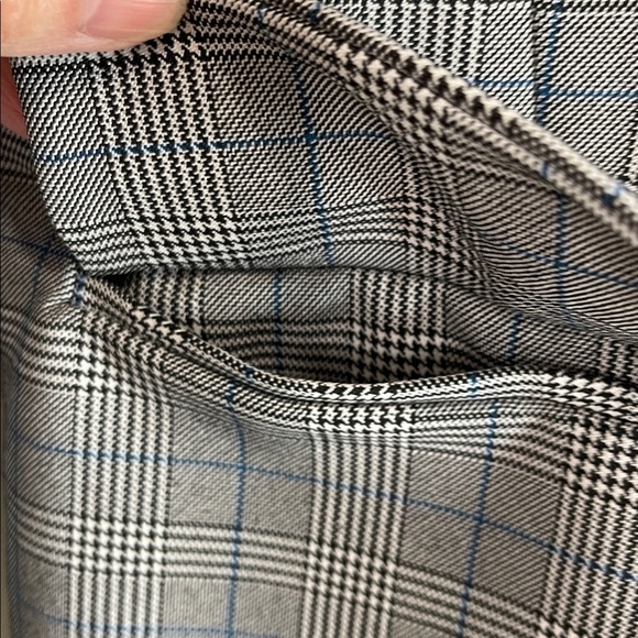 Steve Madden NWOT Plaid Blazer Padded Shoulders Black White Blue Loose Fit XL - Picture 5 of 13